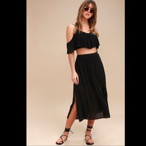 Lulu’s Little Harbor Black Two-Piece Midi Dress